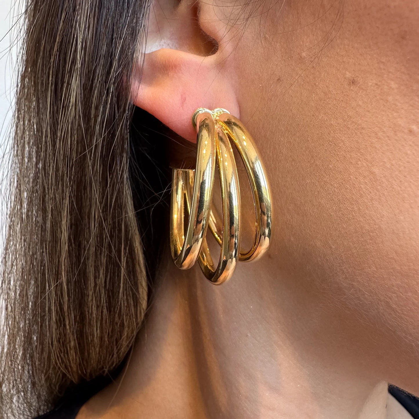 Brinco Argola Tripla Dourado