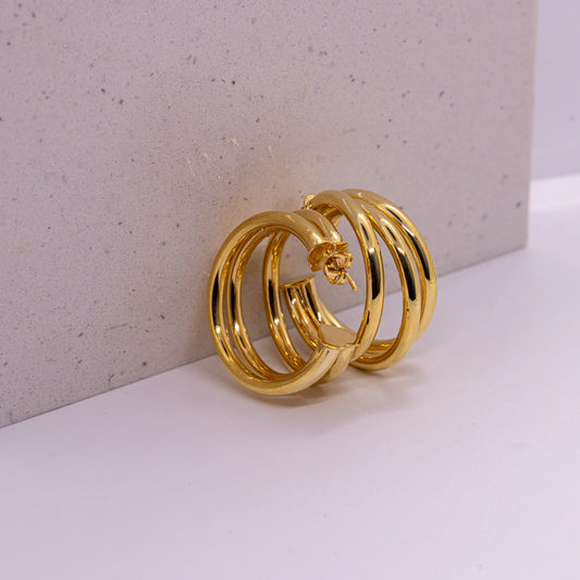 Brinco Argola Tripla Dourado