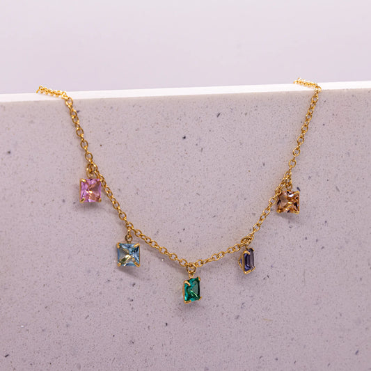 Colar Pedras Coloridas