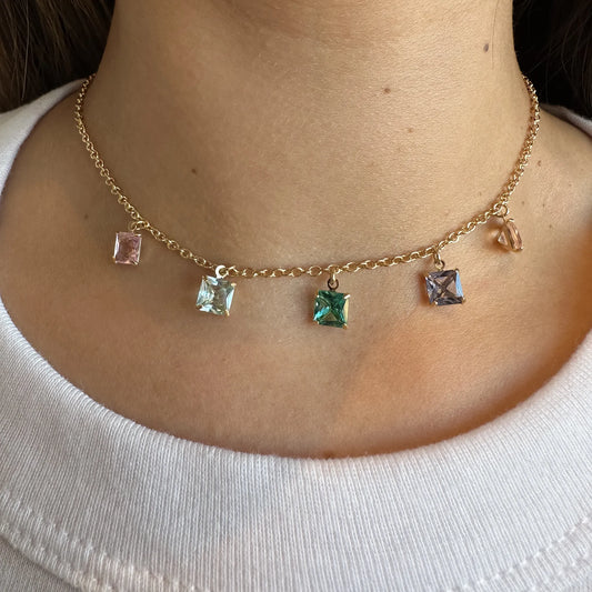 Colar Pedras Coloridas